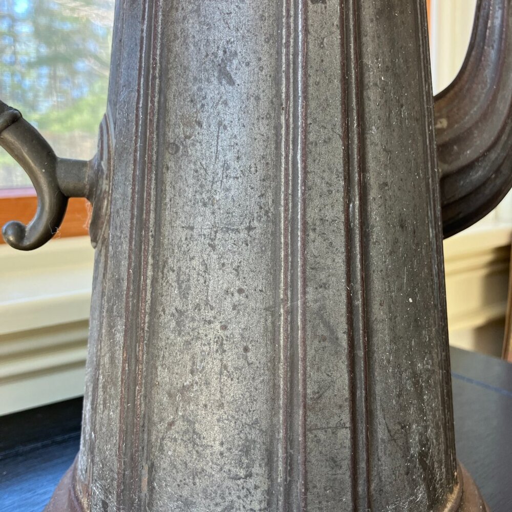 Antique Pewter Coffee Pot 11.5"h Farmhouse Country Americana Rustic Primitive - Picture 5 of 12